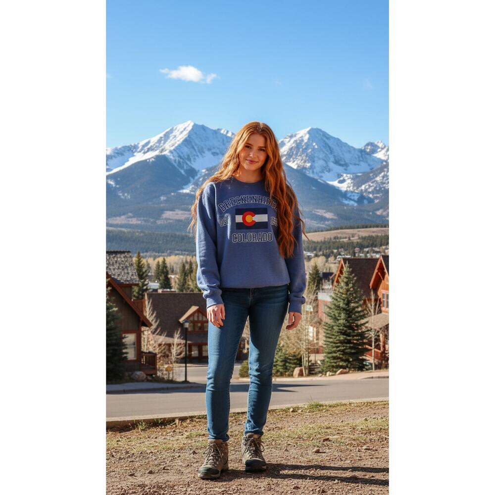 Breckenridge Colorado Sweatshirt S Blue Vintage-Style Cabin Core Unisex Cozy